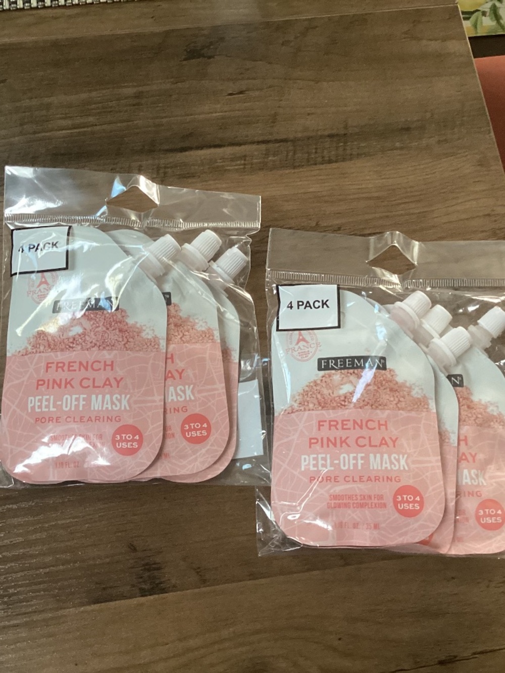 Freeman French Pink Clay Peel-Off Mask Bundle 4 PACK x 2= 8 masks total